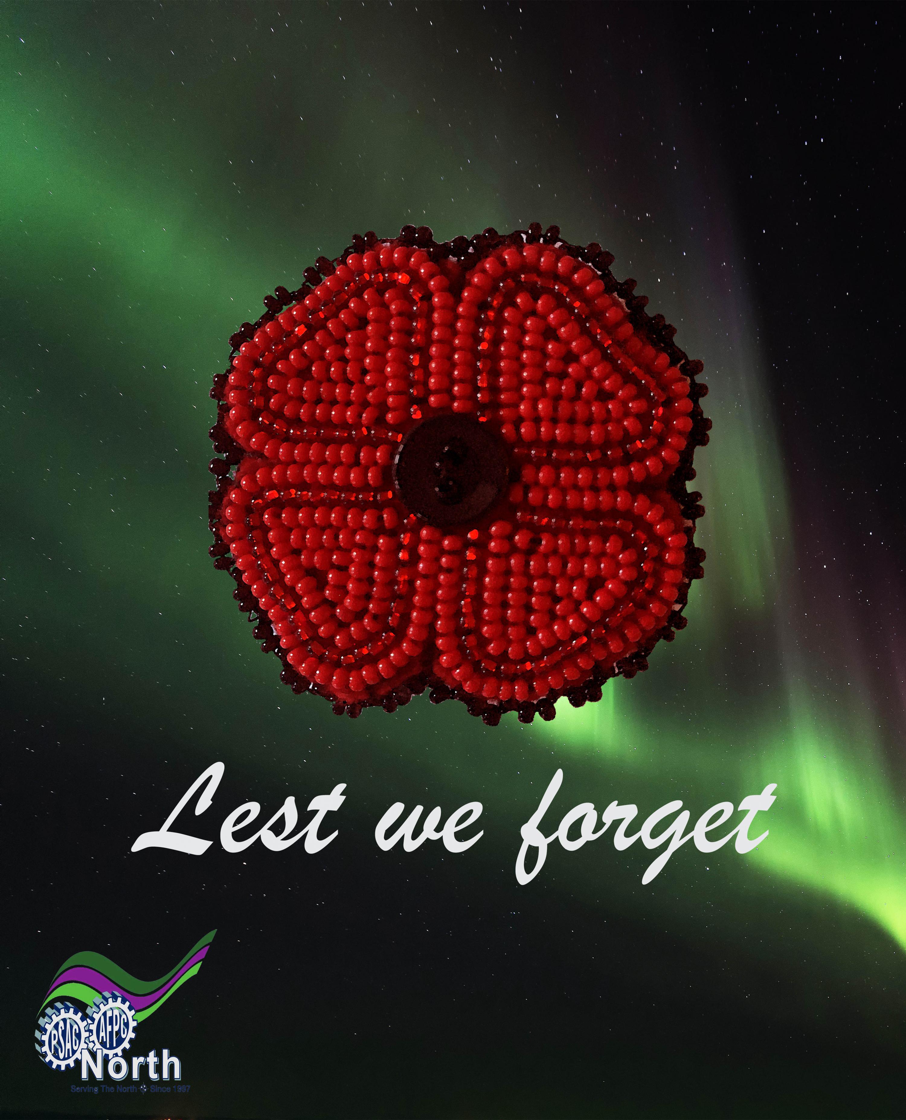 Beaded red poppy, lest we forget 